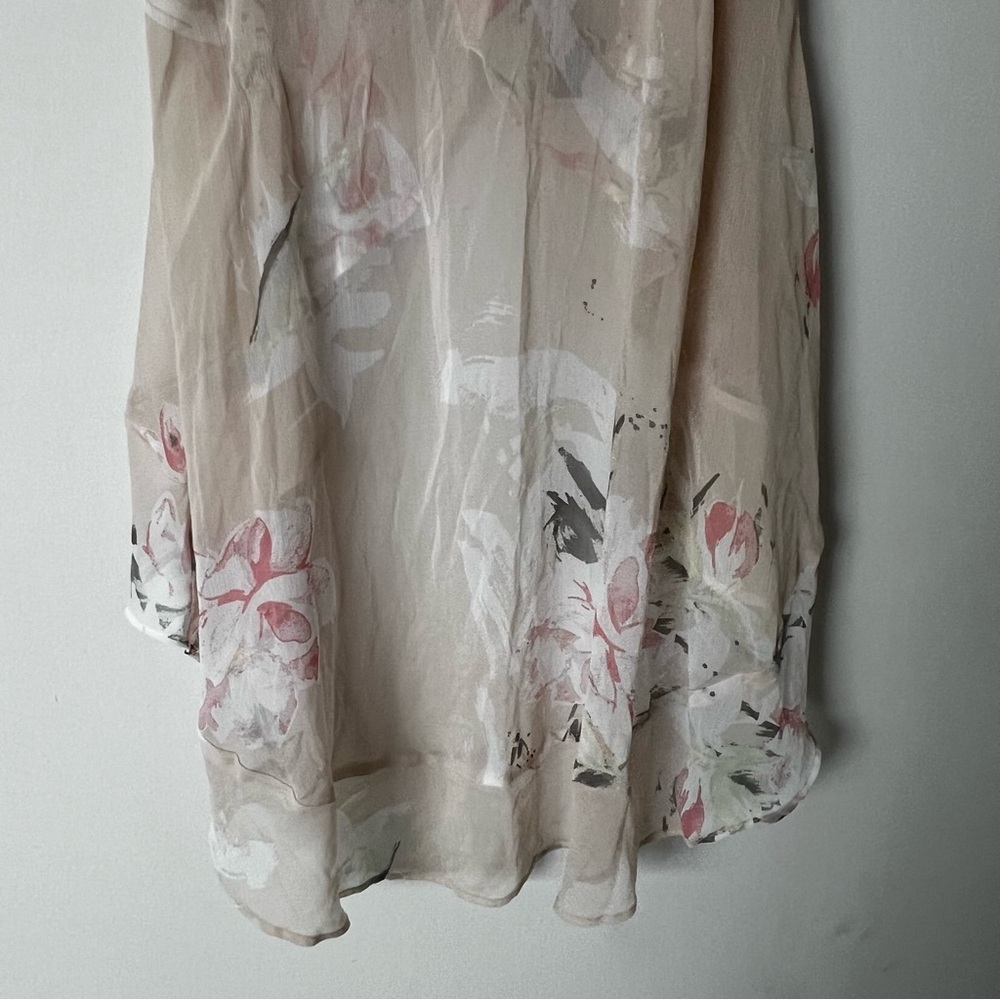 Anthropologie Leith Sheer Floral High Low Ruffle Top - Picture 9 of 9